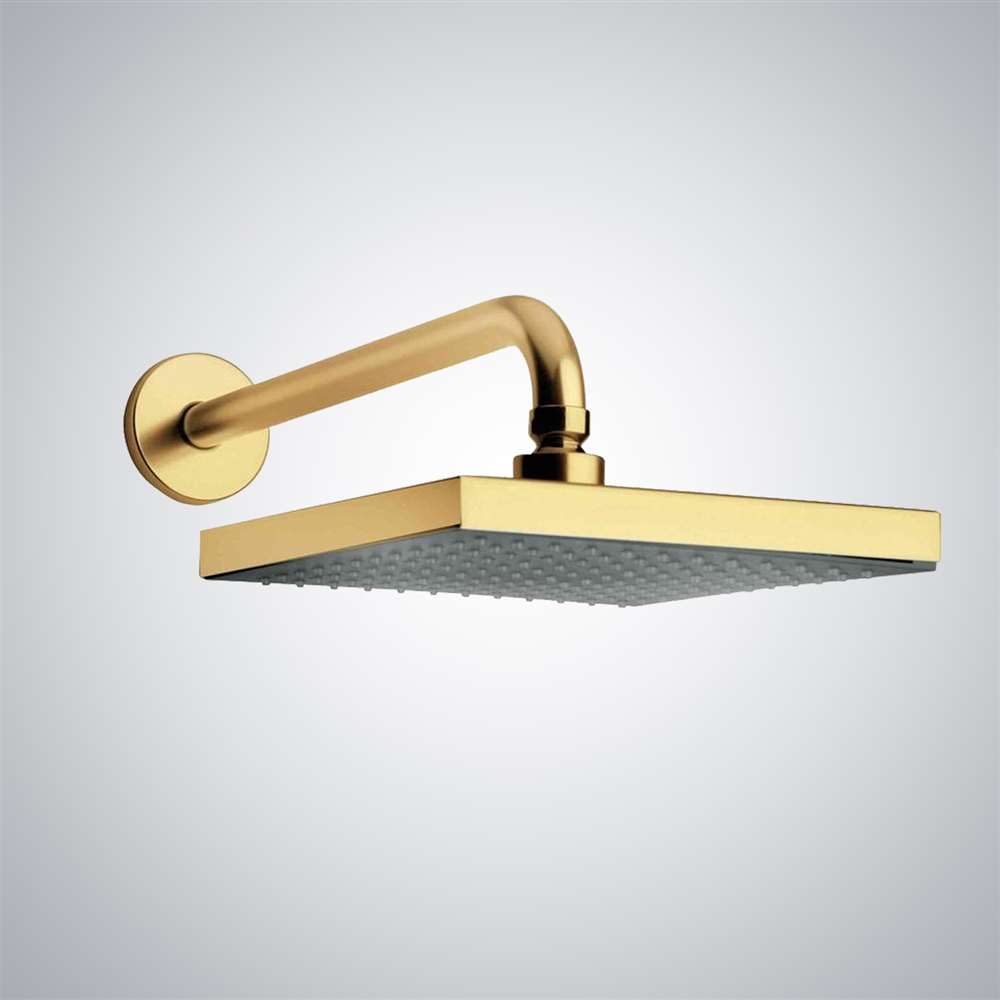 Fontana 12-Inch Solid Brass Square Gold Rainfall Wall Mount Shower Head