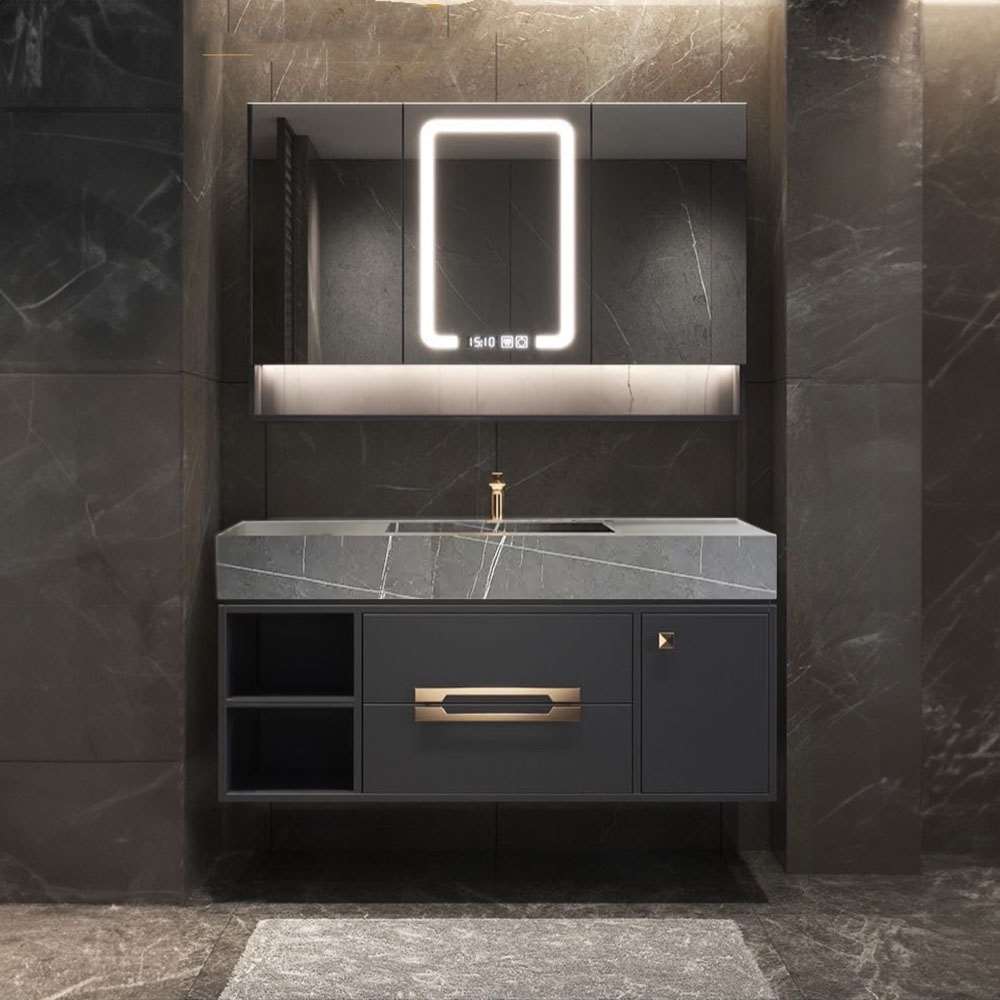 Fontana Lauren Luxury Black Cabinet And Slate Armano Sink