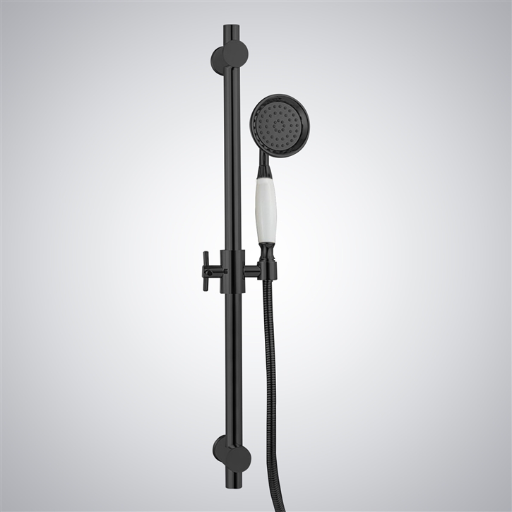 Fontana Matte Black Metal Sliding Shower Bar with Hose and Height Adjustment