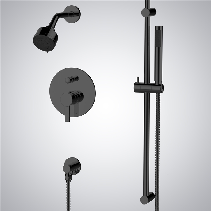 Fontana Matte Black Handheld Shower Set with Hot/Cold Mixer Valve