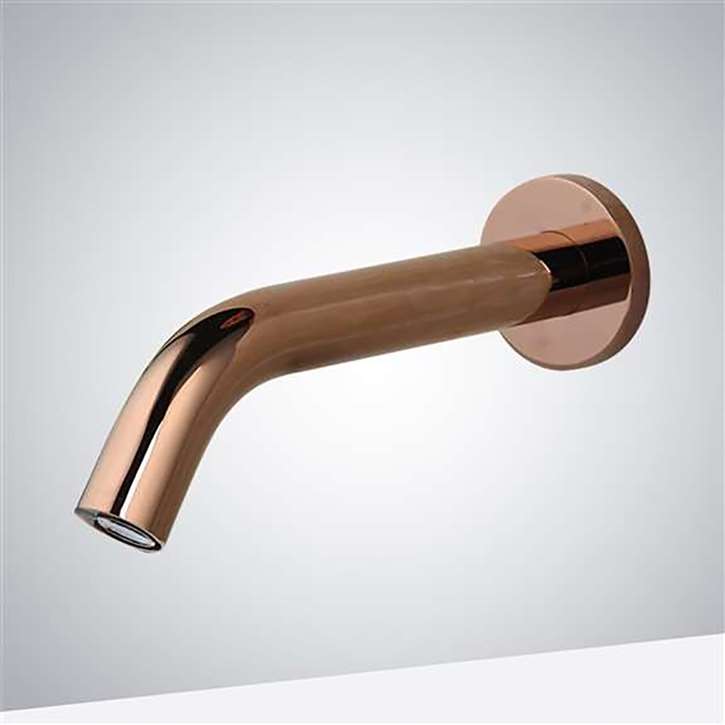 Rose Gold Wall Mount Commercial Bathroom Touchless Faucet