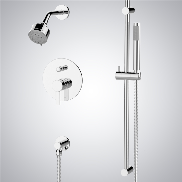 Fontana Wall Mounted Handheld Matte White Shower Set with Hot/Cold Mixer Valve