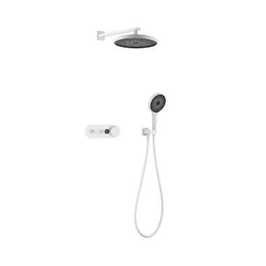 Fontana Horizon Obscur White Finish 2-Way Thermostatic Intelligent Digital Display With Hot And Cold Mixer Bathroom Shower Set