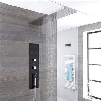 Luxurious Glass Concealed Thermostatic Waterfall Shower Panel with Hand Shower and Body Jets