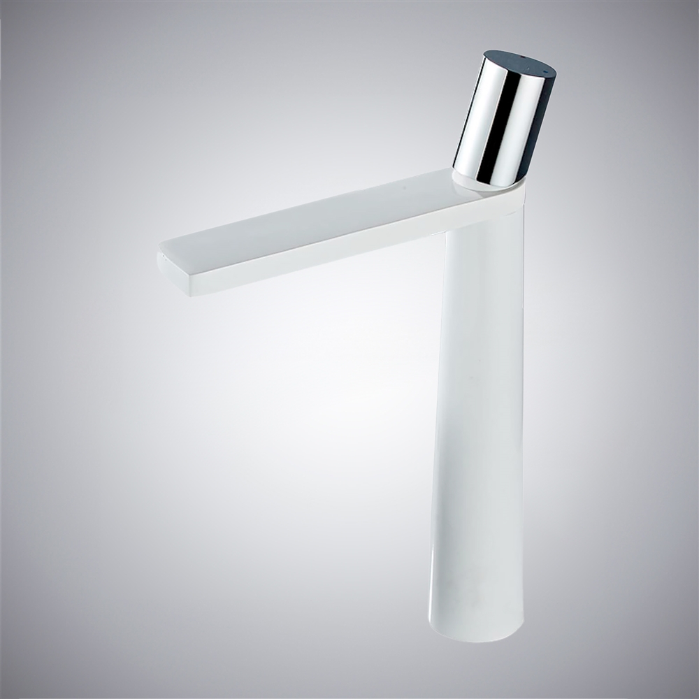 Fontana Sandwell in White and Chrome Finish Deck Mounted 12 Inches Tall Vanity Faucet