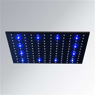 20" Stainless Steel Color Changing LED Rain Shower Head Matte Black finish