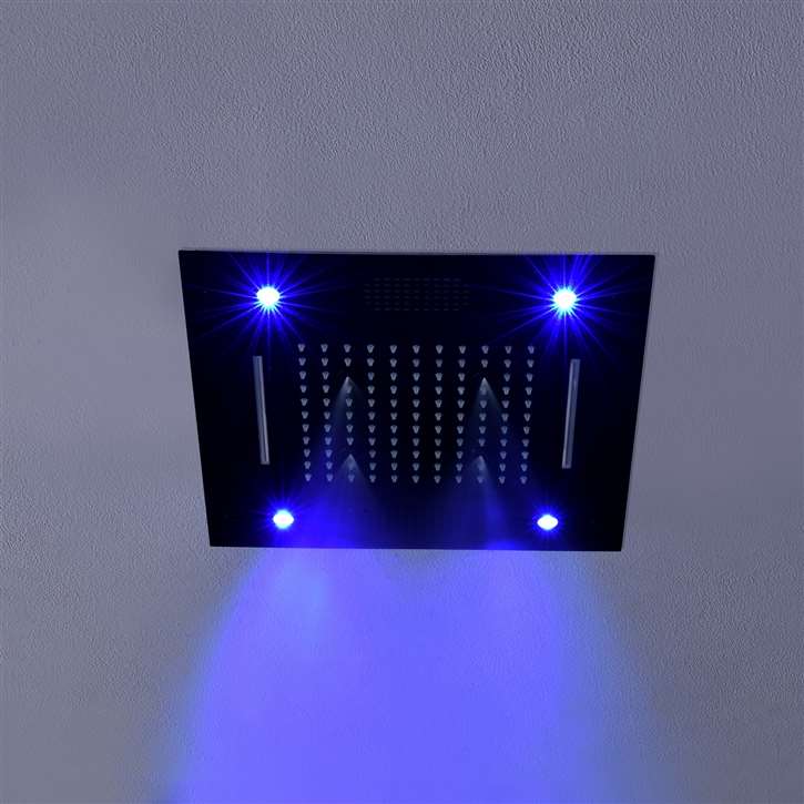 Fontana Milan Recessed Matte Black 24" Multi Color LED Rain Shower Head