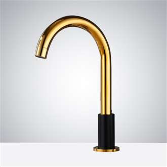 Fontana Commercial Goose Neck Deck Mount Touchless Automatic Sensor Faucets In Gold and Matte Black