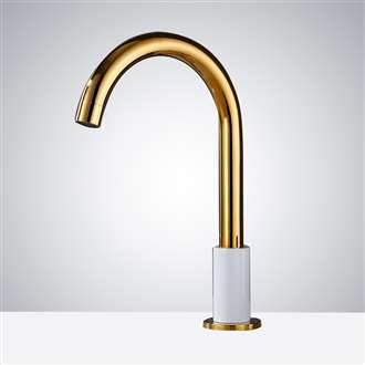Fontana Commercial Goose Neck Touchless Automatic Sensor Faucet in Gold and White