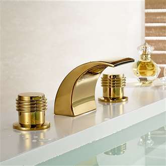 Gold Finish Brass Body LED Mixer Bathroom Home Depot Sink Faucet 