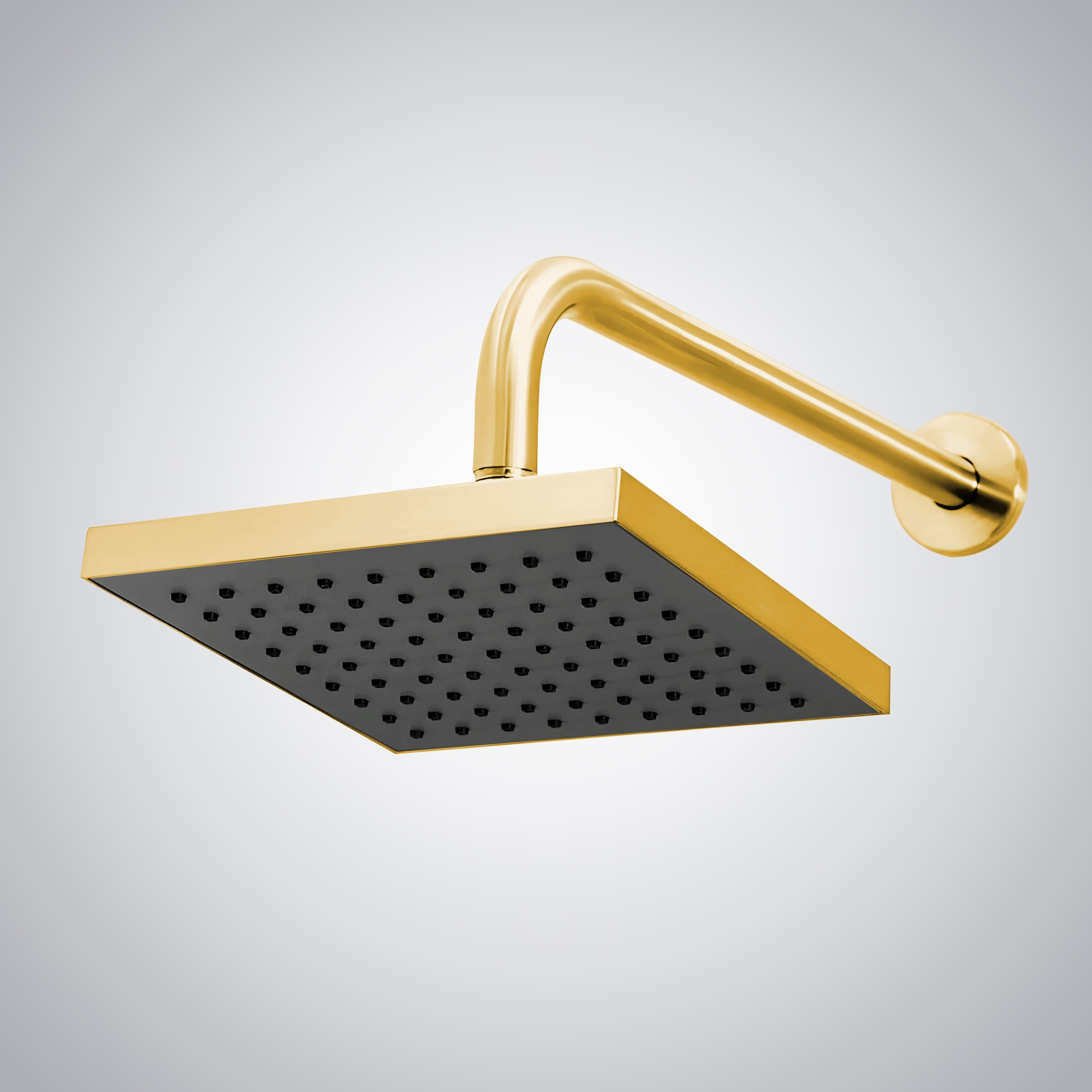 12-Solid Brass Square Gold Rainfall Wall Mounted Shower Head