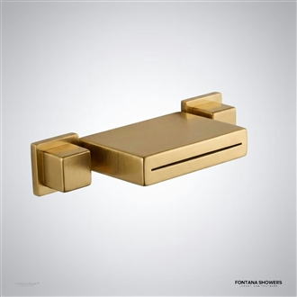 Brushed gold waterfall bathtub faucet