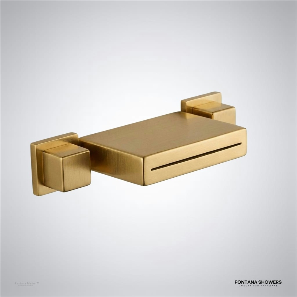 Brushed gold waterfall bathtub faucet