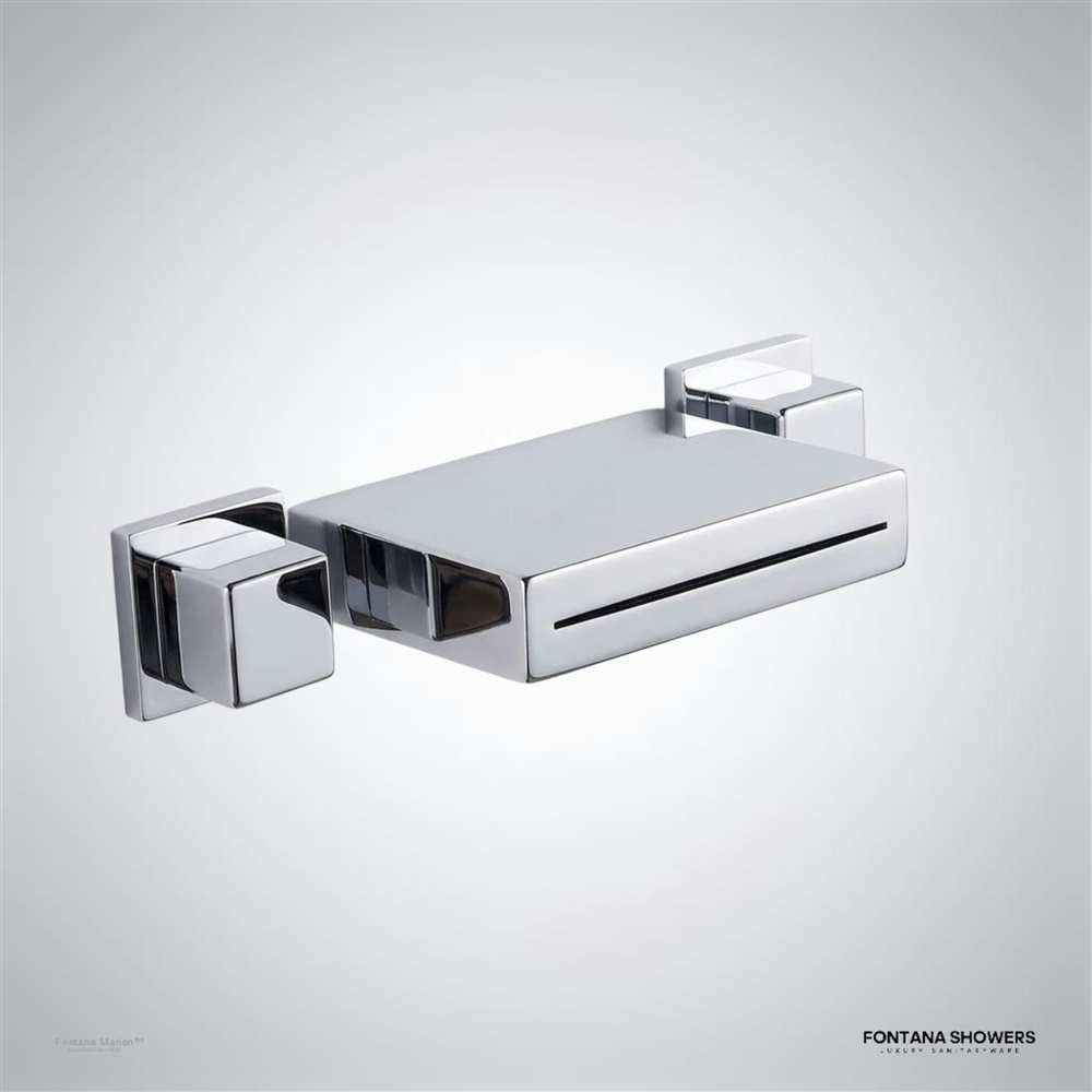 Chrome wall mount waterfall bathtub faucet