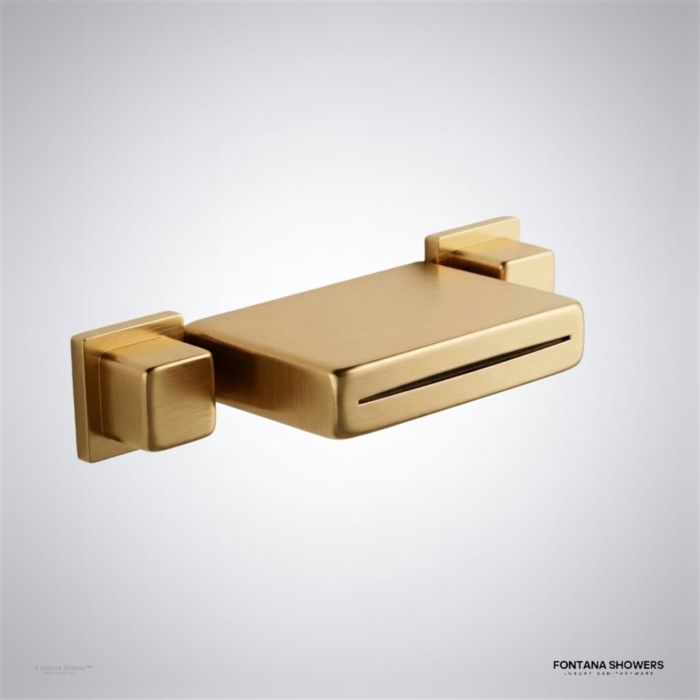 Gold wall mount waterfall tub faucet