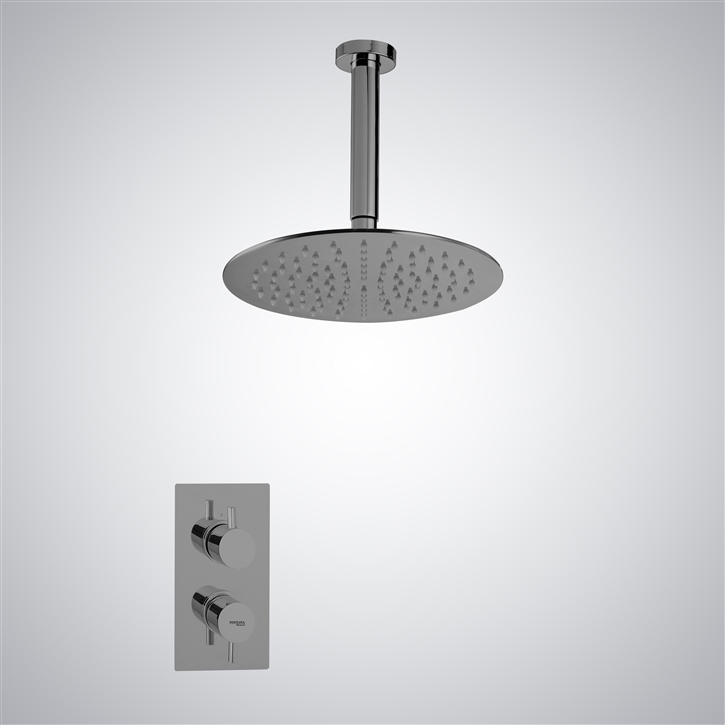 Fontana Matte Black Shower Set Ultra-Thin Shower Head With a Built-in Thermostatic Mixer