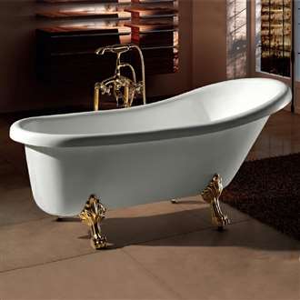Denver Freestanding Clawfoot Indoor Acrylic Bathtub with Polished Chrome Feet