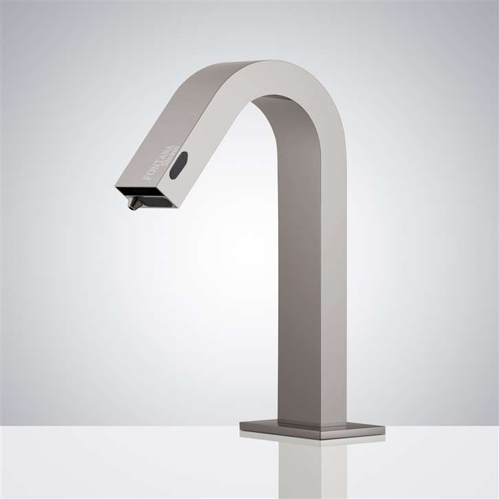 Fontana Dual Function Automatic Deck Mount Brushed Nickel Sensor Water Faucet with Soap Dispenser