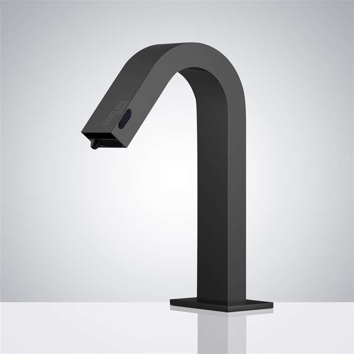 Fontana Dual Function Automatic Deck Mount Matte Black Sensor Water Faucet with Soap Dispenser