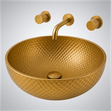 Fontana Cylindra Wall-Mount Faucet with Vessel Sink â€“ Premium Brushed Gold