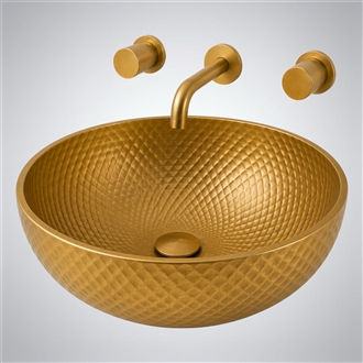 Fontana Cylindra Wall-Mount Faucet with Vessel Sink â€“ Premium Brushed Gold
