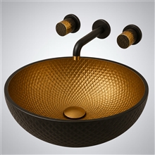 Fontana Cylindra Wall-Mount Faucet with Vessel Sink â€“ Radiant Matte Black & Gold