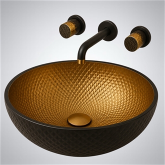 Fontana Cylindra Wall-Mount Faucet with Vessel Sink â€“ Radiant Matte Black & Gold