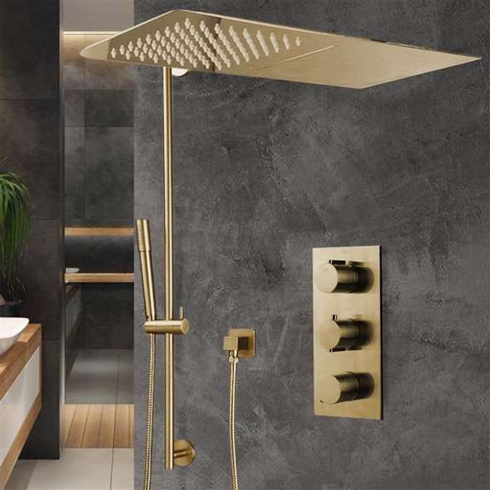 Browse Brushed Gold Luxury Shower System by Fontana