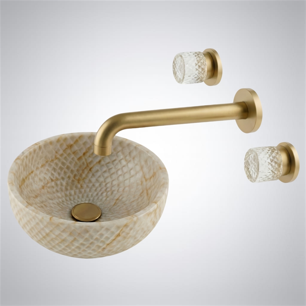 Fontana Cylindra Wall-Mount - Grand Brushed Gold & Ivory Marble
