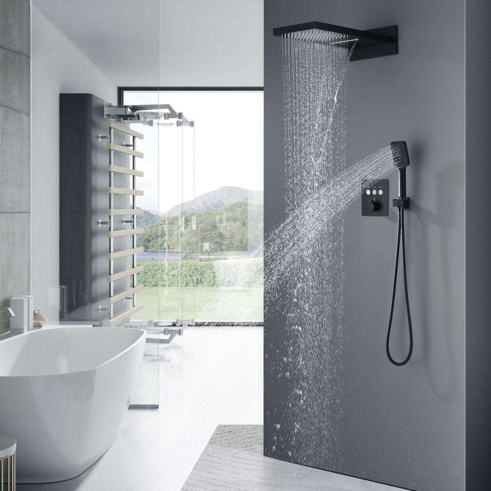 Fontana Milan Dark Oil Rubbed Bronze Rainfall Waterfall Thermostatic Control Shower Set