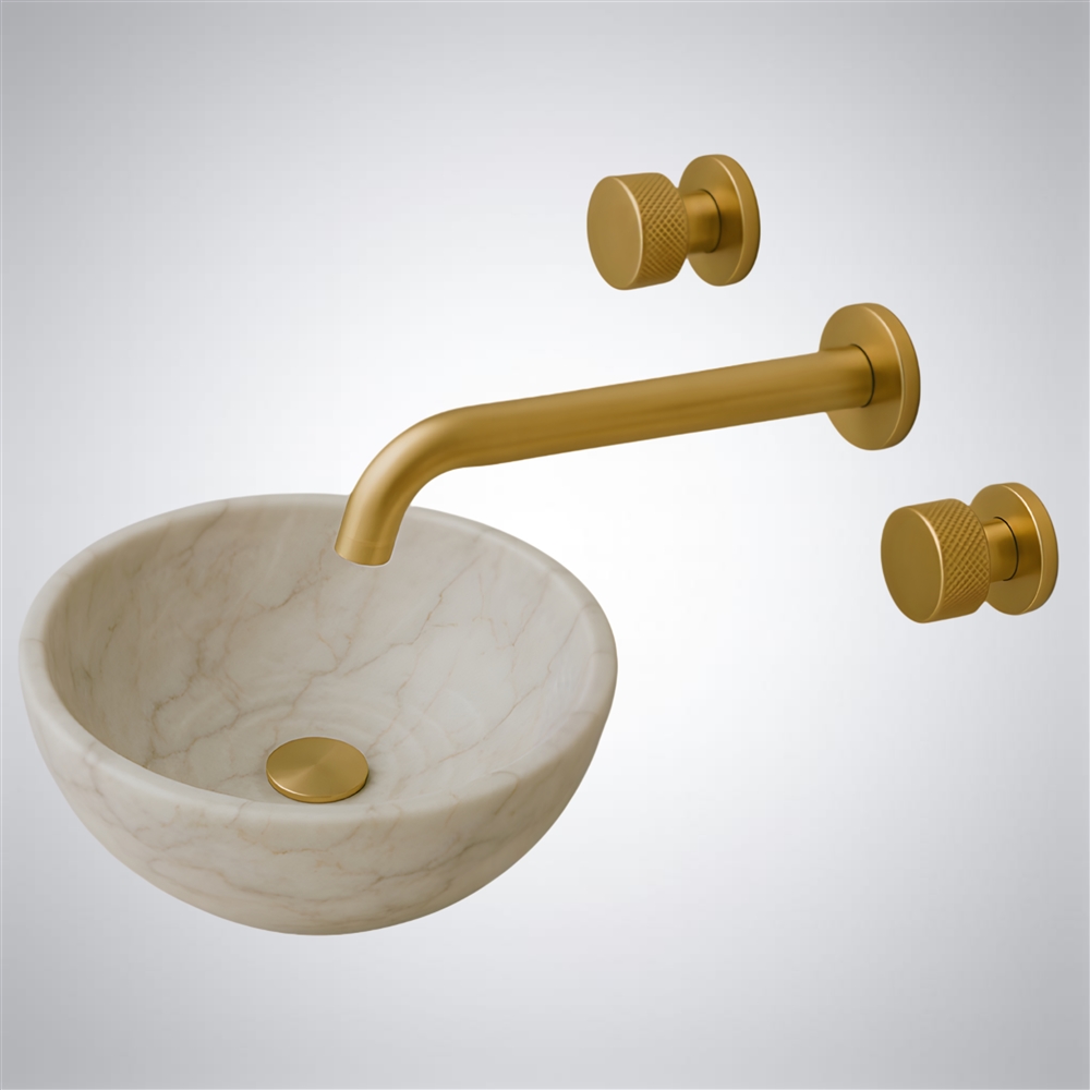 Fontana Cylindra Wall-Mount â€“ Iconic Gold & Cream Marble