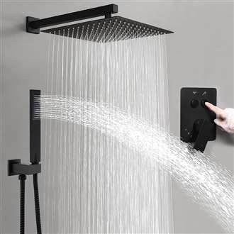 Fontana Matte Black Thermostatic Shower Set and multifunction controls by Fontana