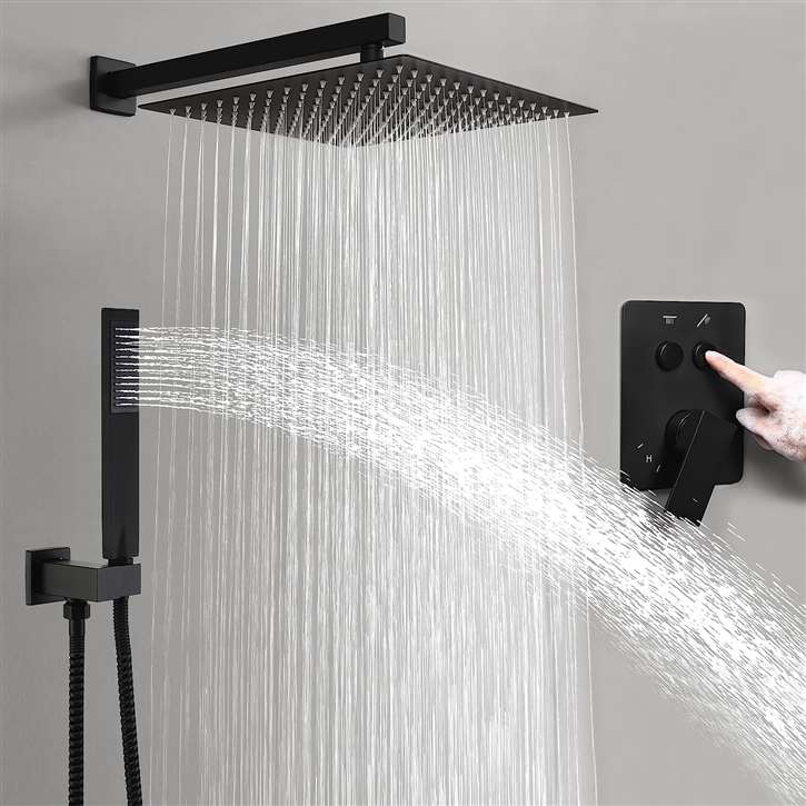 Fontana Matte Black Thermostatic Shower Set and multifunction controls by Fontana