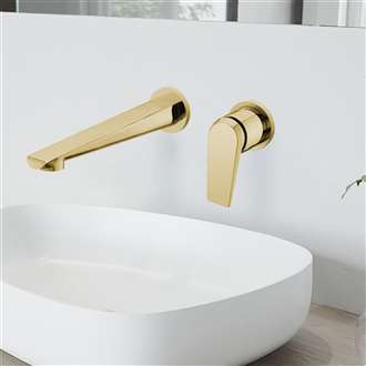 Napoli Polished Gold Single Handle Wall Mount Bathroom Commercial Sink Faucet 