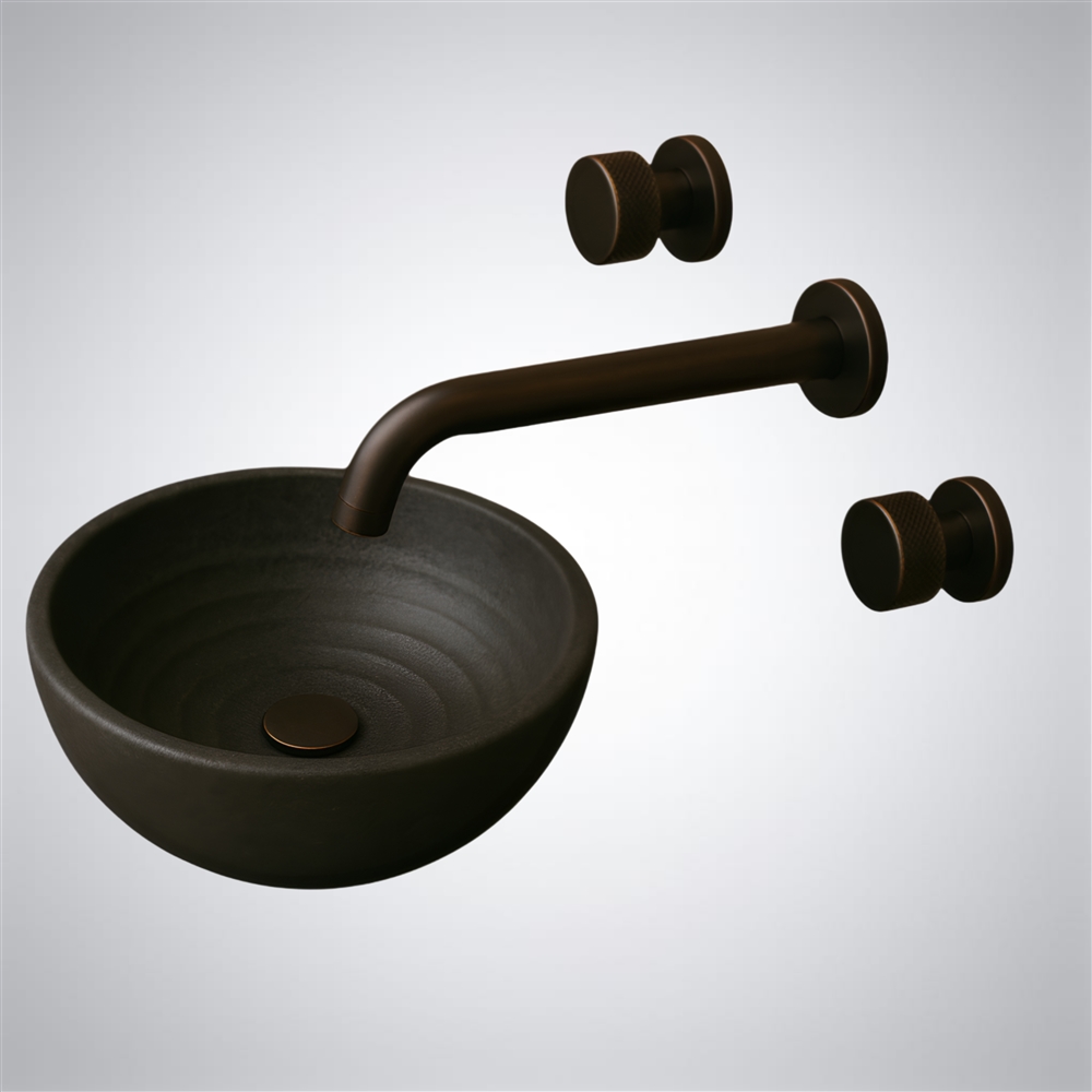 Fontana Cylindra Wall-Mount â€“ Elevate Oil Rubbed Bronze & Matte Black Stone