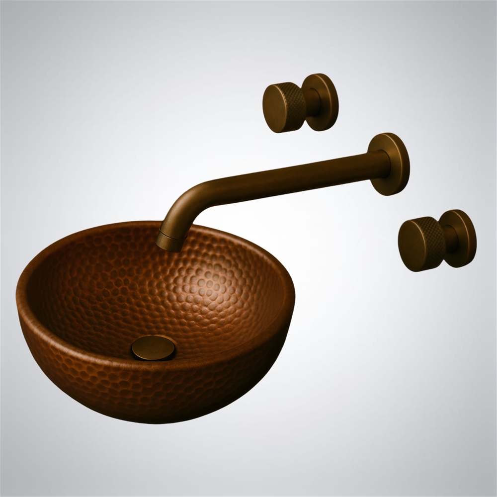 Fontana Cylindra Wall-Mount â€“ Supreme Antique Brass & Hammered Copper