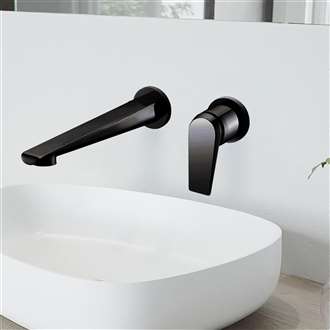 Napoli Polished Black Single Handle Wall Mount Bathroom Commercial Sink Tap 