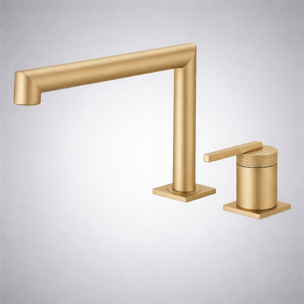 FontanaPrestigeLine Modern Gold Two-Hole Deck-Mounted Basin Faucet