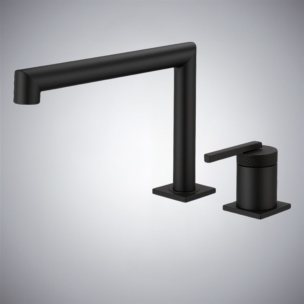 FontanaAstraLine Premium Matte Black Two-Hole Deck-Mounted Basin Faucet