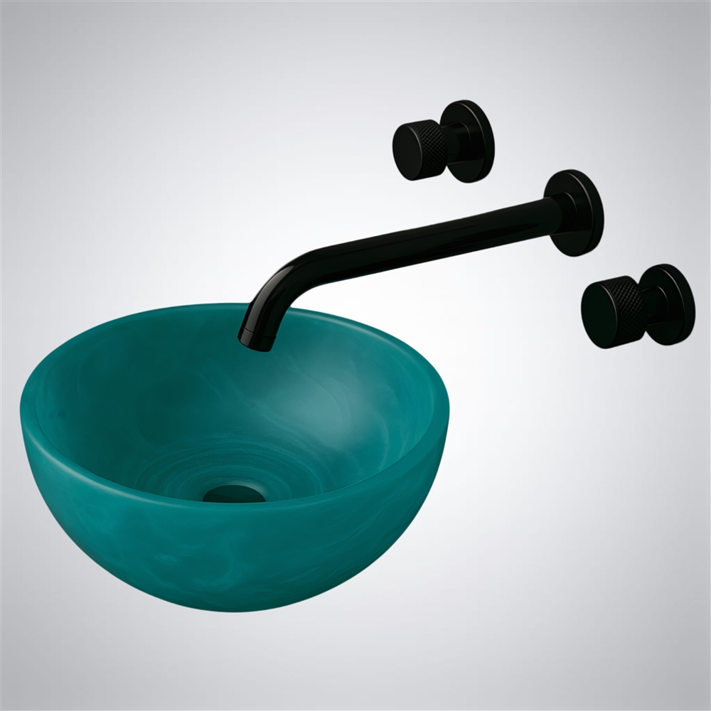 Fontana Cylindra Wall-Mount â€“ Elite Black & Aqua