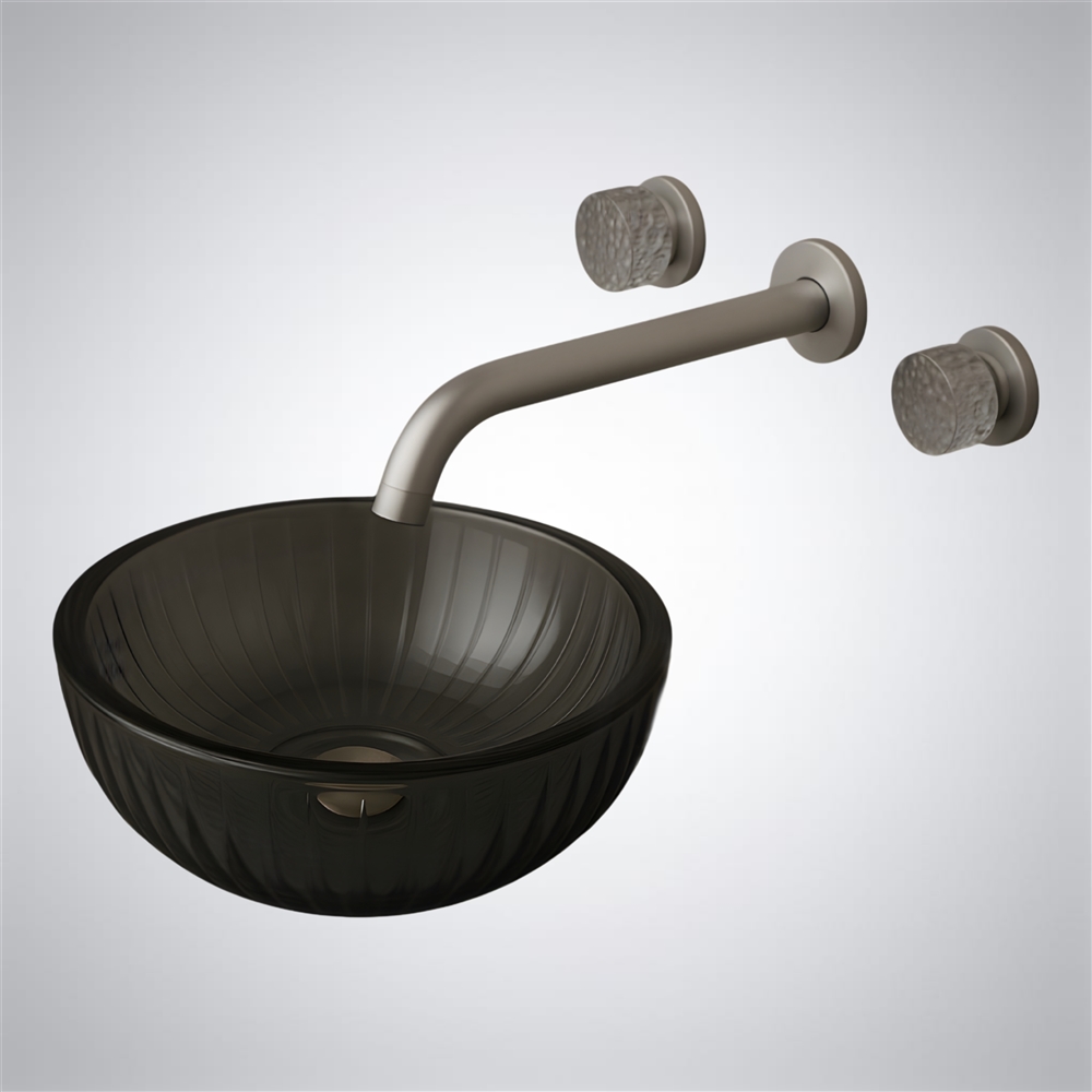 Fontana Cylindra Wall-Mount â€“ Classic Brushed Nickel & Smoked Black Glass