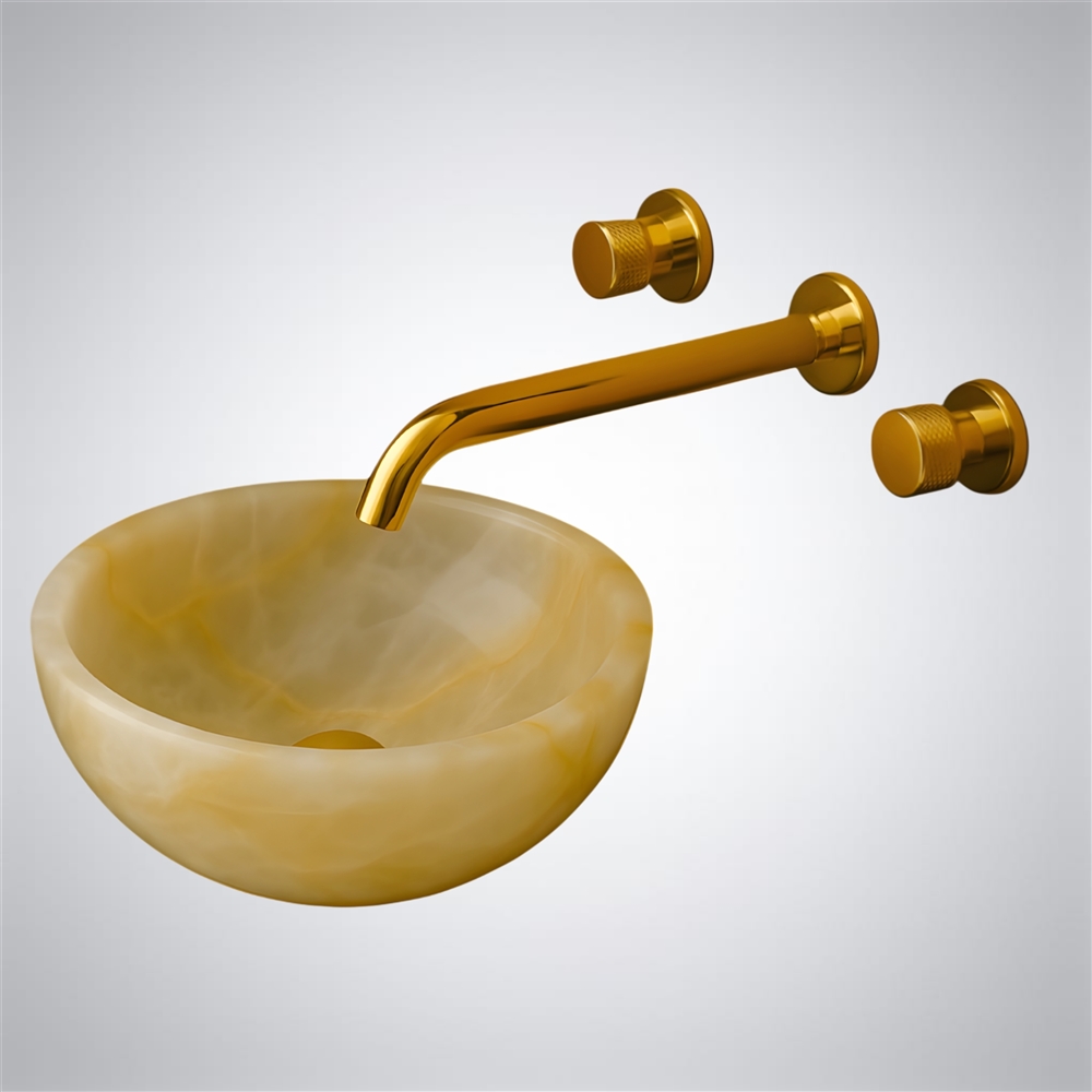 Fontana Cylindra Wall-Mount â€“ Elegant Gold with Yellow Veining