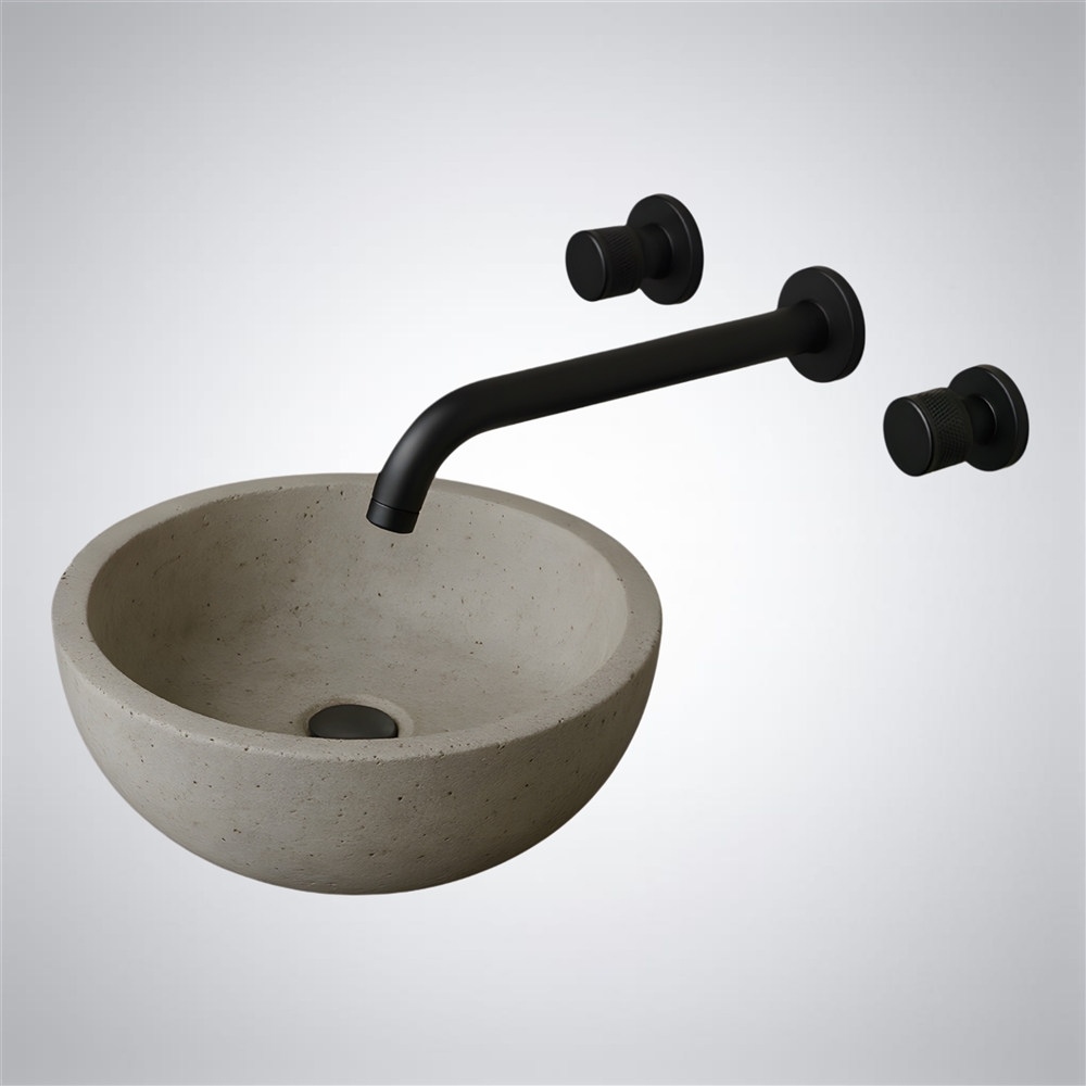 Fontana Cylindra Wall-Mount â€“ Luxe Matte Black with Warm Light Beige