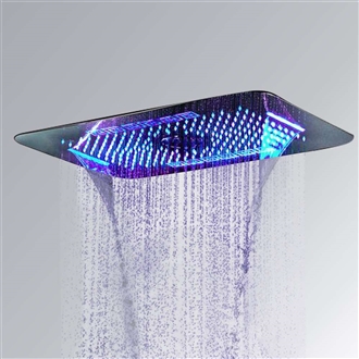 Texas Ceiling Mount Rainfall Waterfall Phone and Remote LED Light Control Showerhead