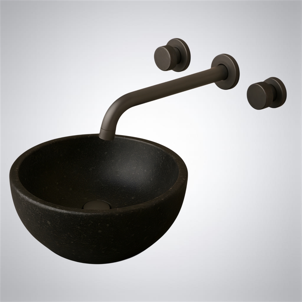 Fontana Cylindra Wall-Mount â€“ OpalLuxe Matte Black & Black Stone