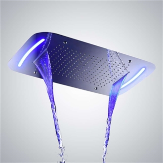 Rio Ceiling Mount Chrome Finish Remote Control LED Light Showerhead