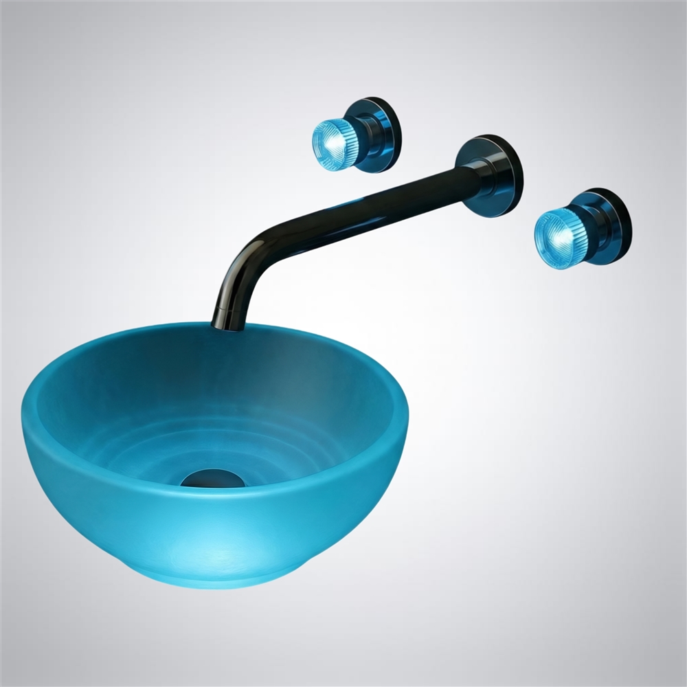 Fontana Cylindra Wall-Mount â€“ SupremeElite Polished Chrome & Blue Glass