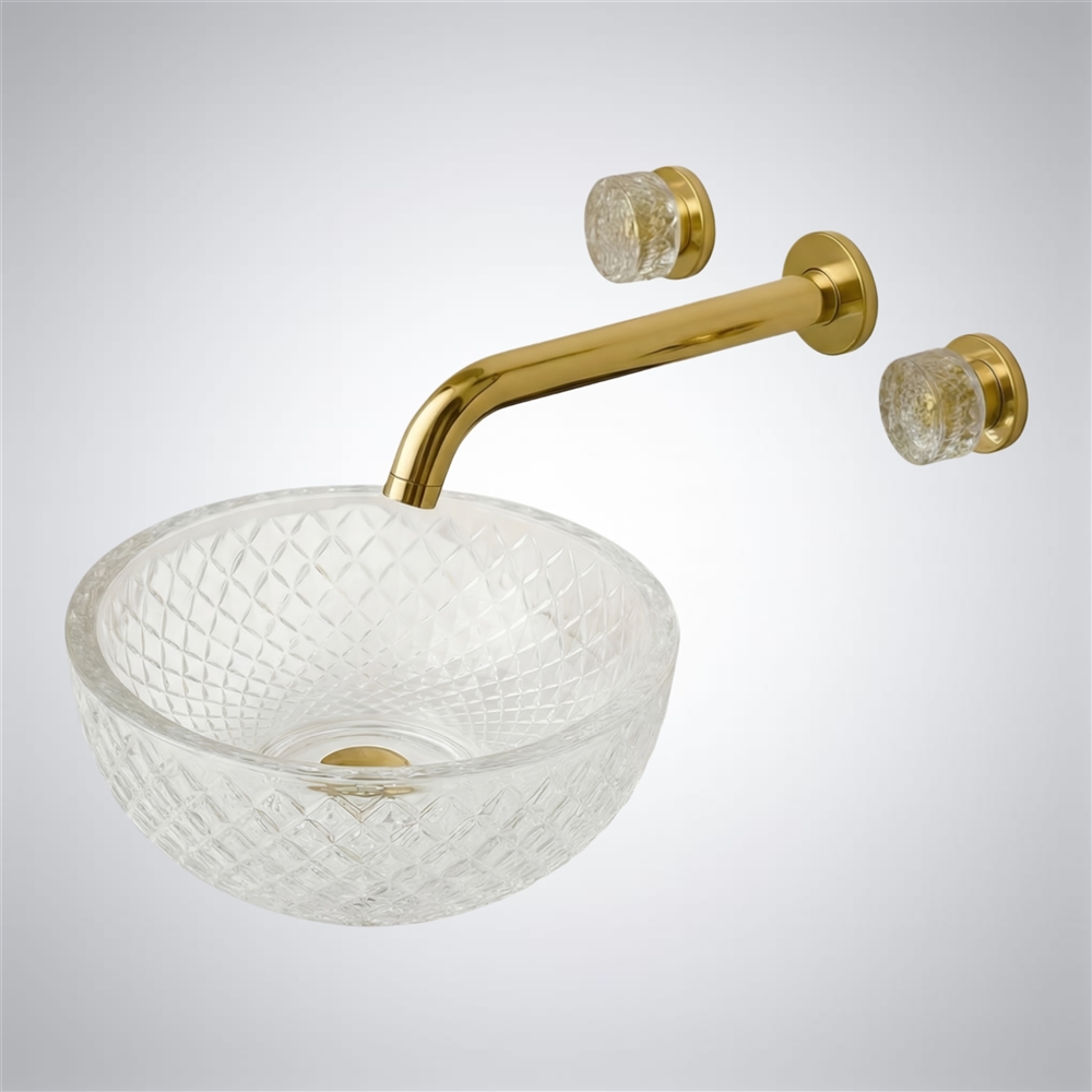 Fontana Cylindra Wall-Mount â€“ IconPrime Polished Gold & Crystal Glass