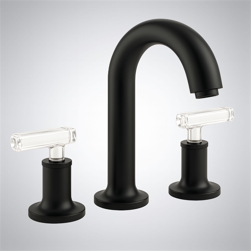 FontanaArc Eclipse Matte Black Three-Hole Dual-Handle Sink Faucet
