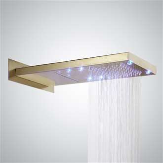 Luxury Shower Head Fontana LED WaterFall/RainFall Brushed Gold Shower Head